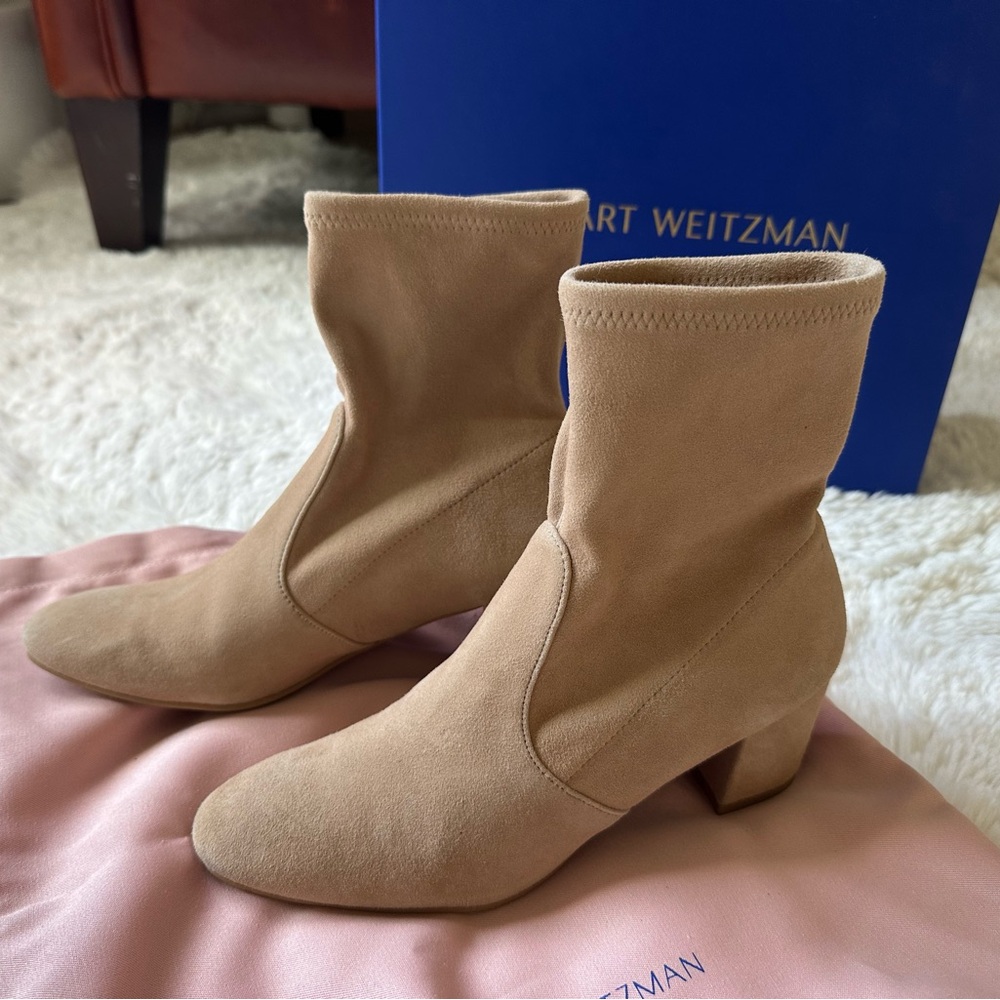 Stuart Weitzman Beige Suede Heeled Boots